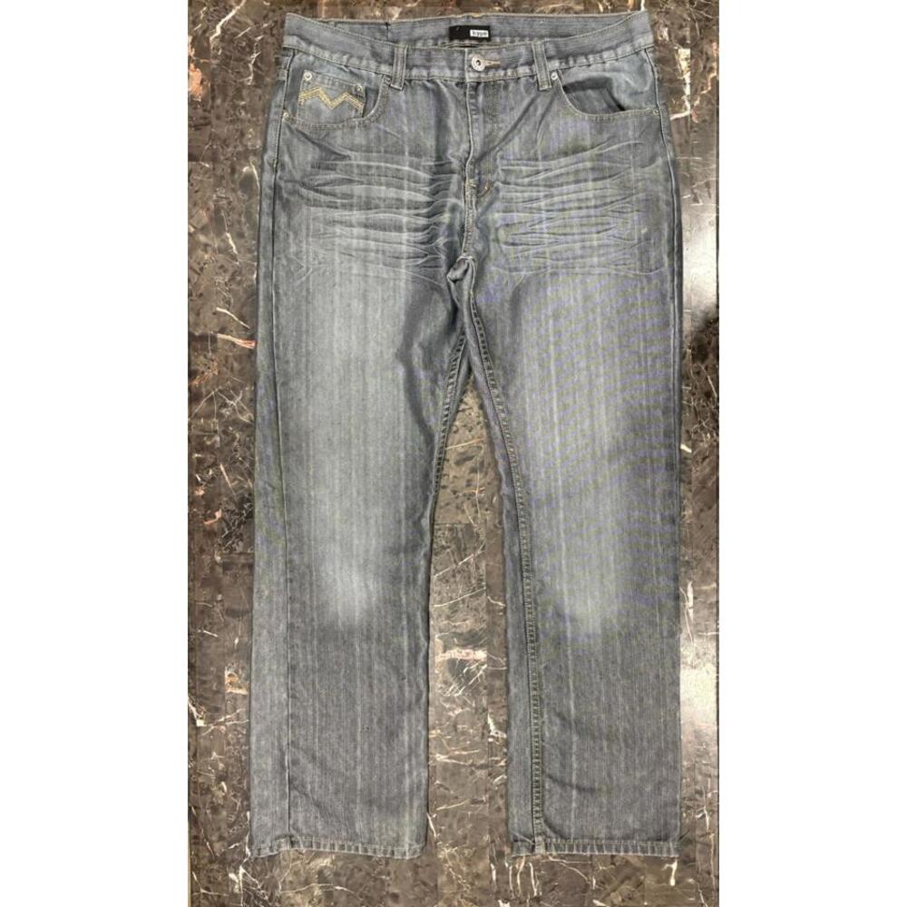Hype Jeans Mens 36X 32 Blue Regular Fit Straight Leg Denim Zip Adult